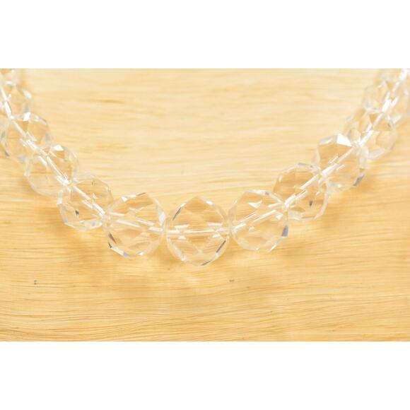 Vintage Clear Glass Crystal Necklace Faceted Beaded Sparkling Chunky 60s Bin2C - Picture 7 of 12